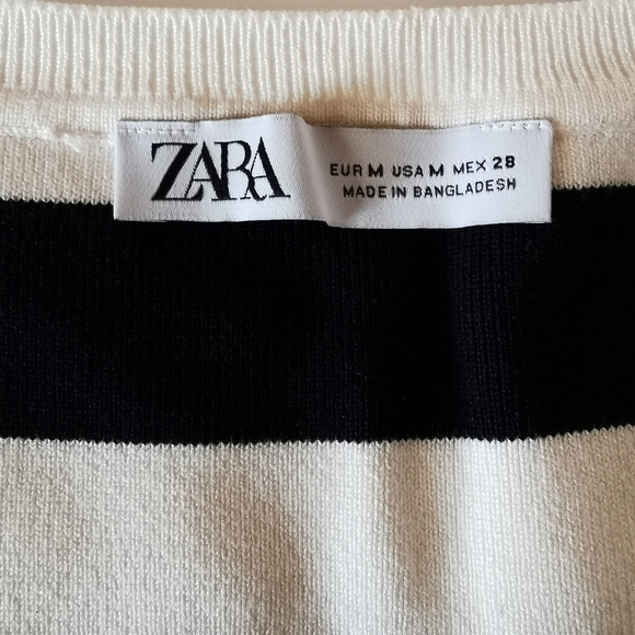 Zara crop top sleeveless black cream stripes medium - Picture 4 of 5